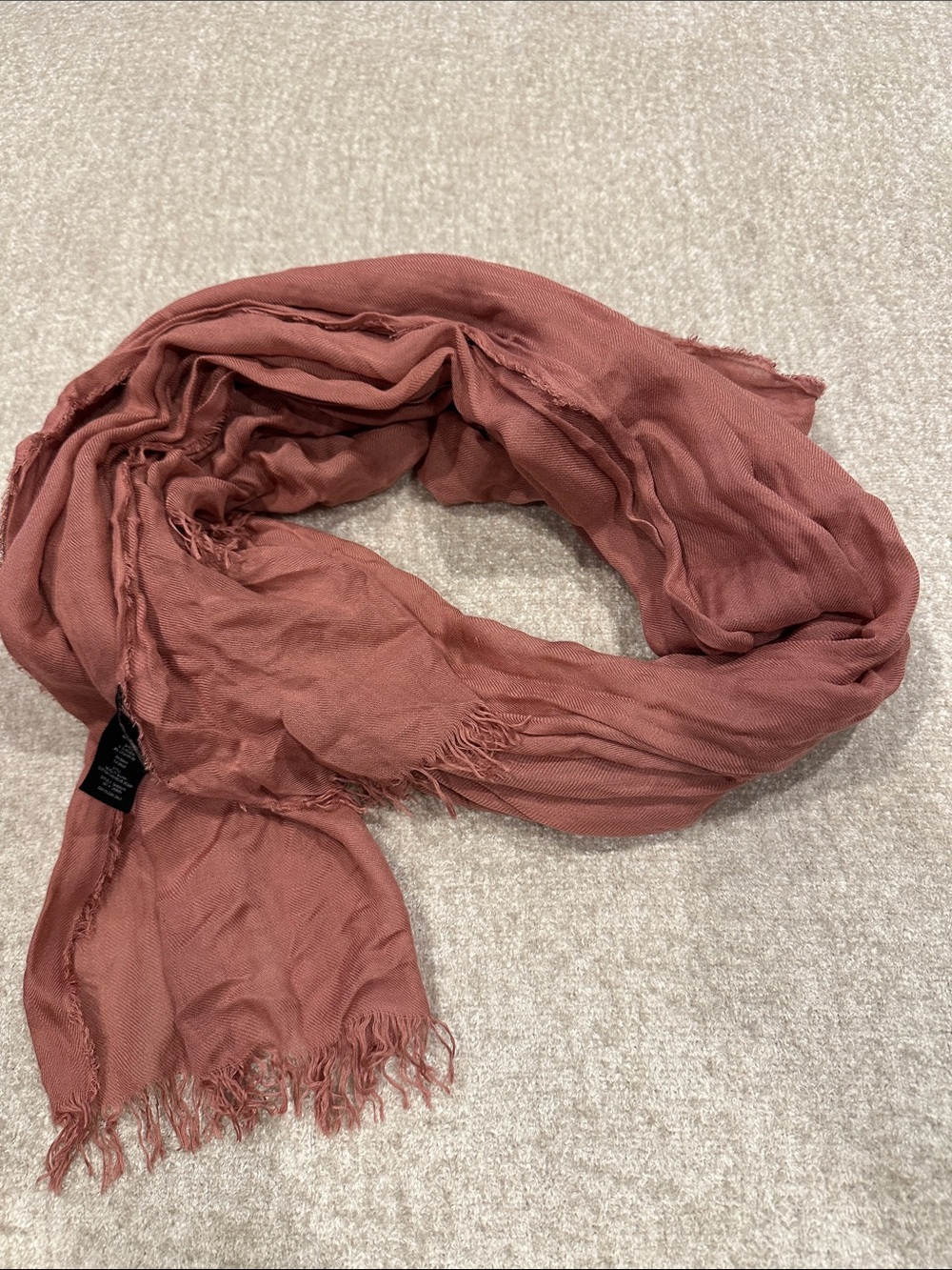 Theory Dusty Rose Lightweight Fringed Scarf